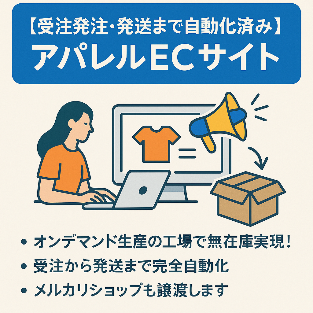 【受注発注・発送まで自動化済み】アパレルECサイト！広告を回すだけでOK