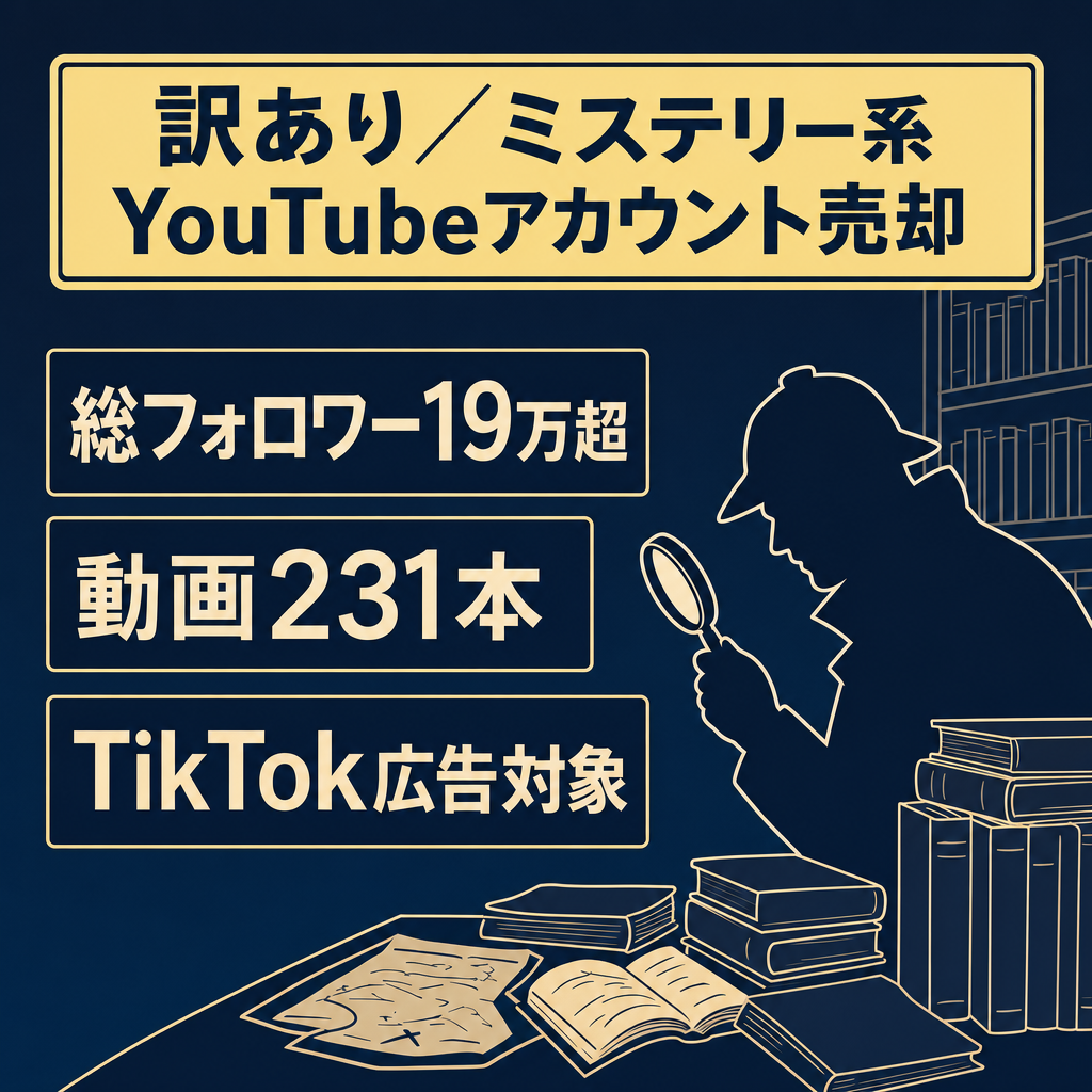 訳あり：ミステリー系のYouTubeアカウントの売却【総フォロワー数19万人以上有り】