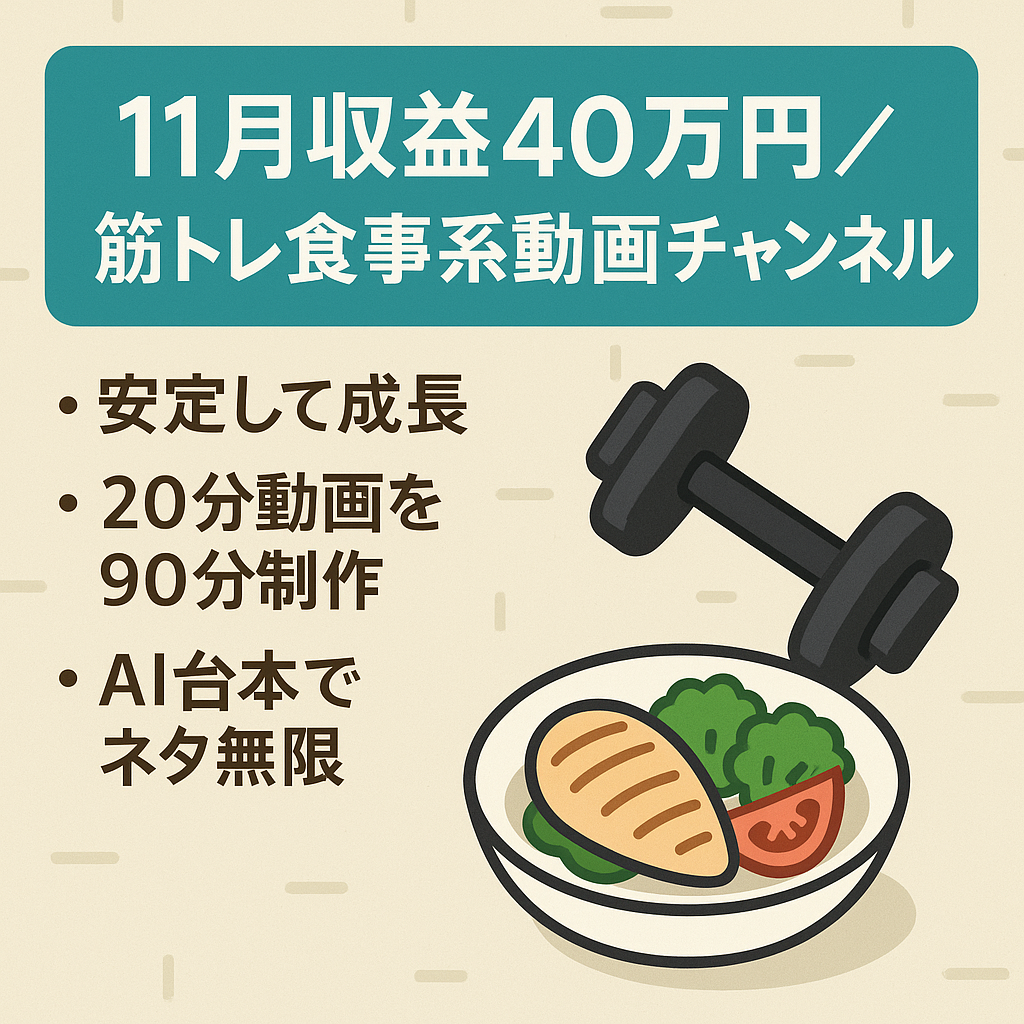 【11月収益40万円】筋トレ・食事系2ch風スレYouTubeアカウント