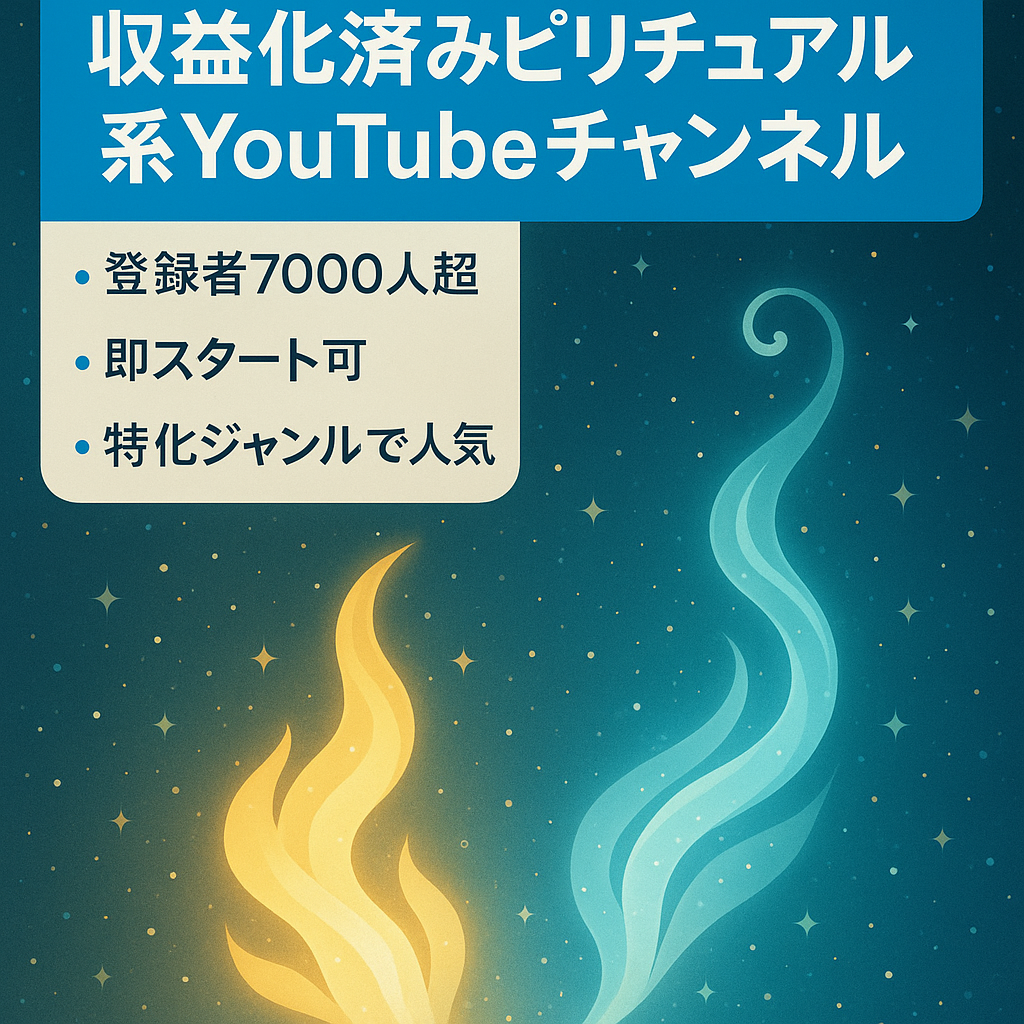 【大幅値下げ】スピリチュアル系（ツインレイ） YouTubeチャンネル【収益化済み/登録者7,000人以上】