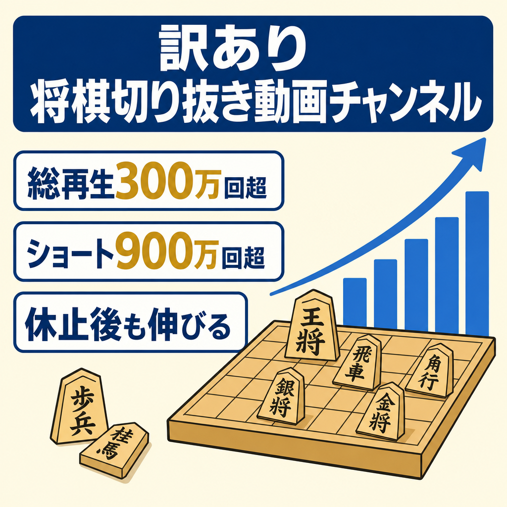 訳あり：切り抜き：将棋チャンネル　総再生回数【300万回再生以上】【ショートは900万回再生以上】
