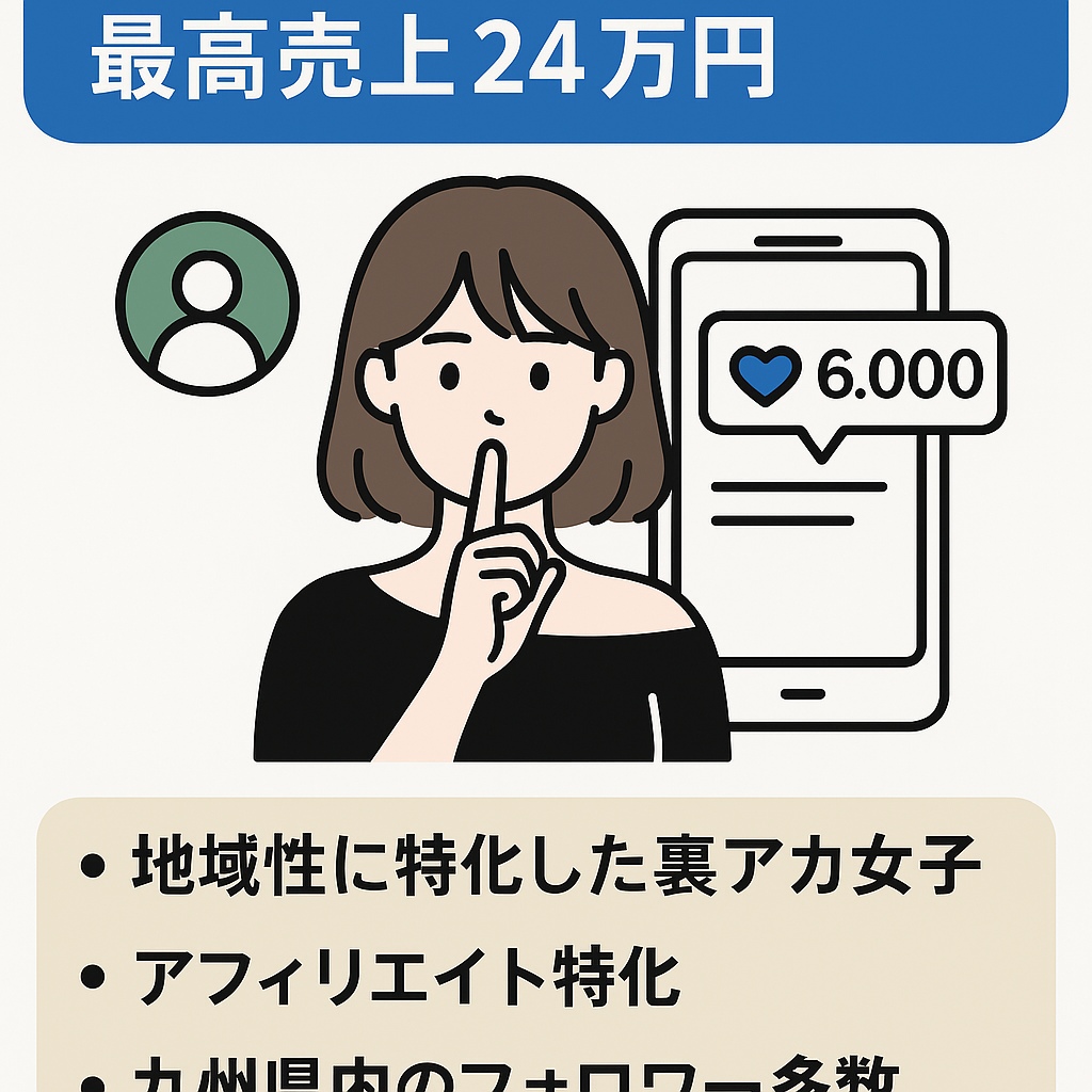 【Xフォロワー6000人:裏アカ女子:福岡】最高売上24万円