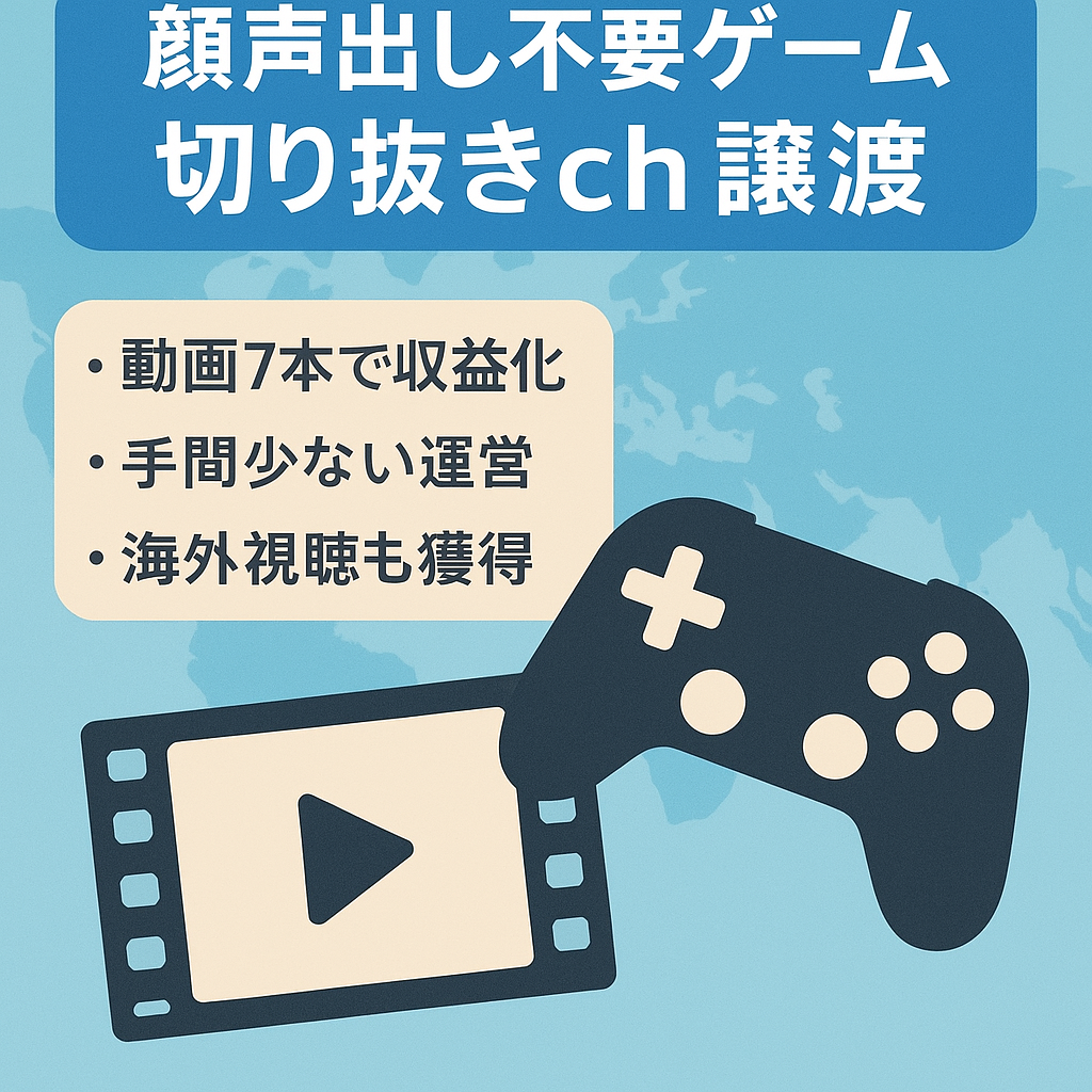 【顔声出しなし】汎用性高いゲーム切り抜きYoutubeチャンネル譲渡