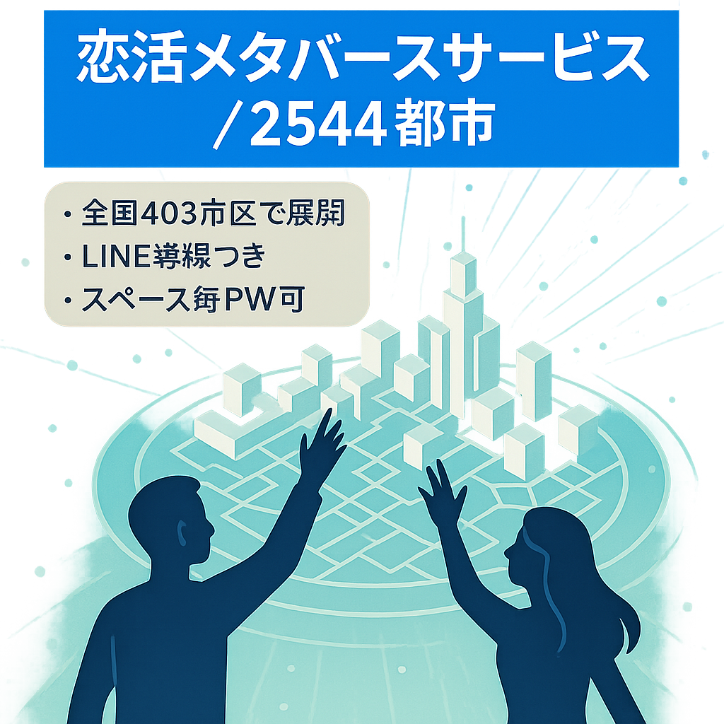 「運命の人」と出会えるバーチャル２Ｄ空間（全国都市別2544スペース）