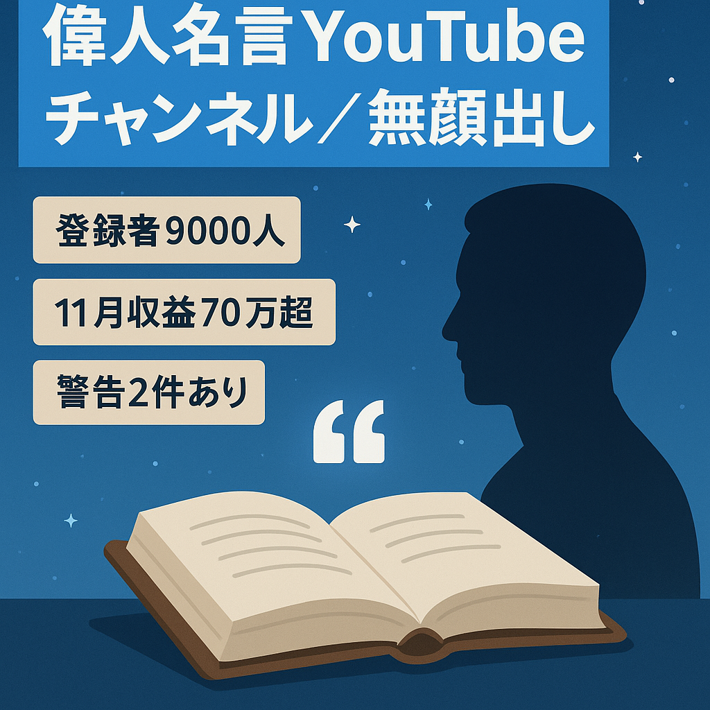 【登録者9,000人】人気の偉人名言系YouTubeチャンネル／顔出しなし・非属人（訳あり）