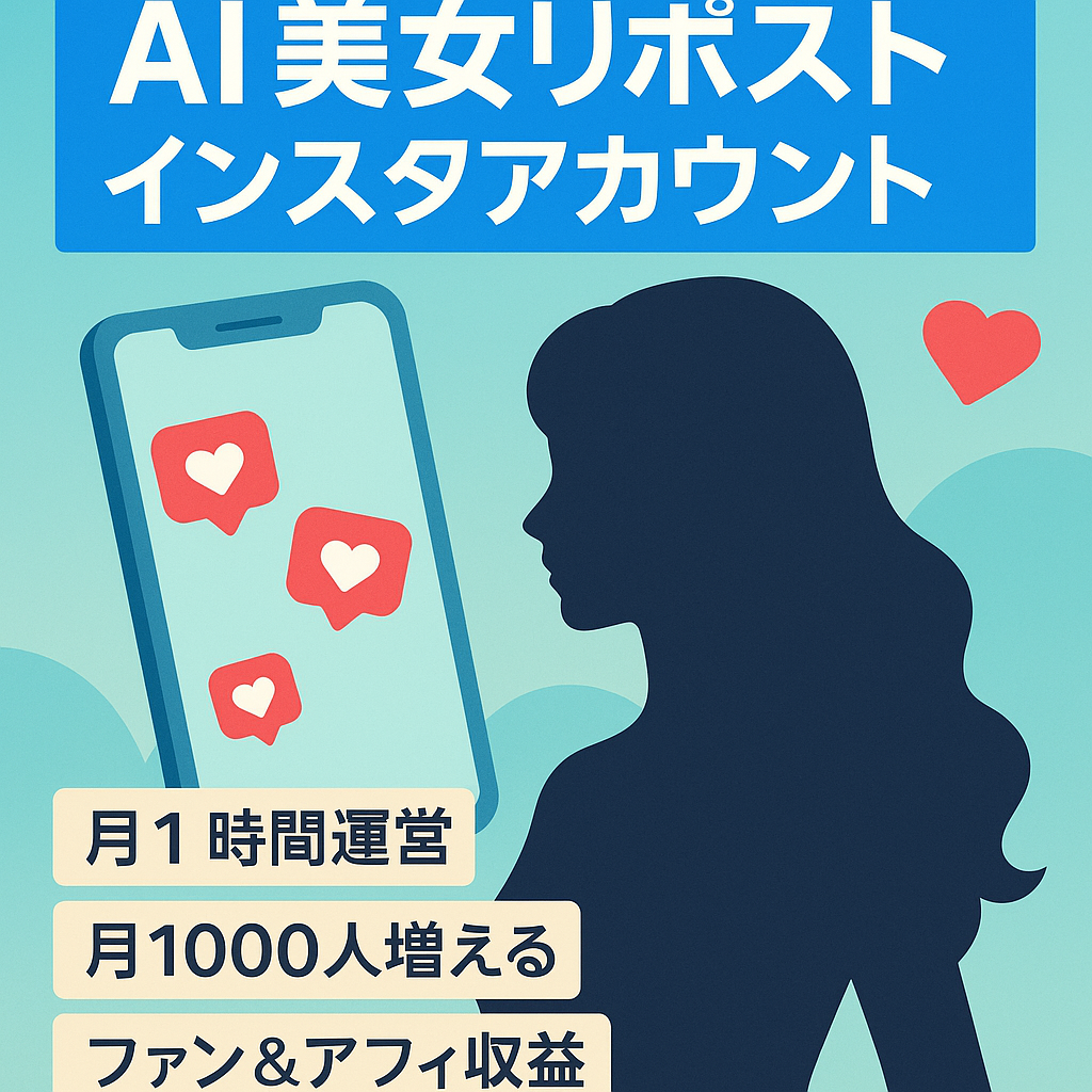（AI美女）リポスト：【収益化カンタン】再現性アリで月の作業時間1時間で収益化してるインスタアカウント