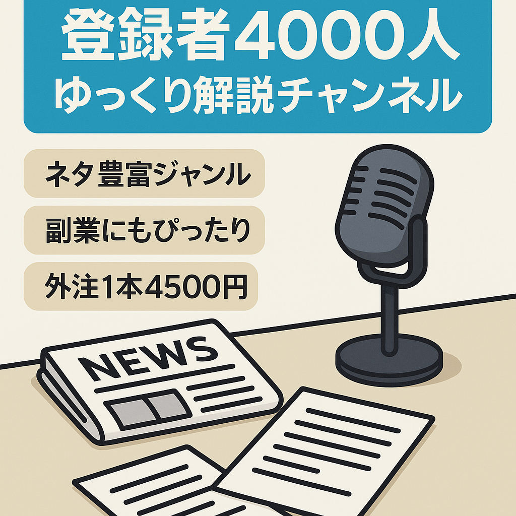 【更新停止中】登録者数4000人ゆっくりニュース解説系チャンネル【フル外注可能】