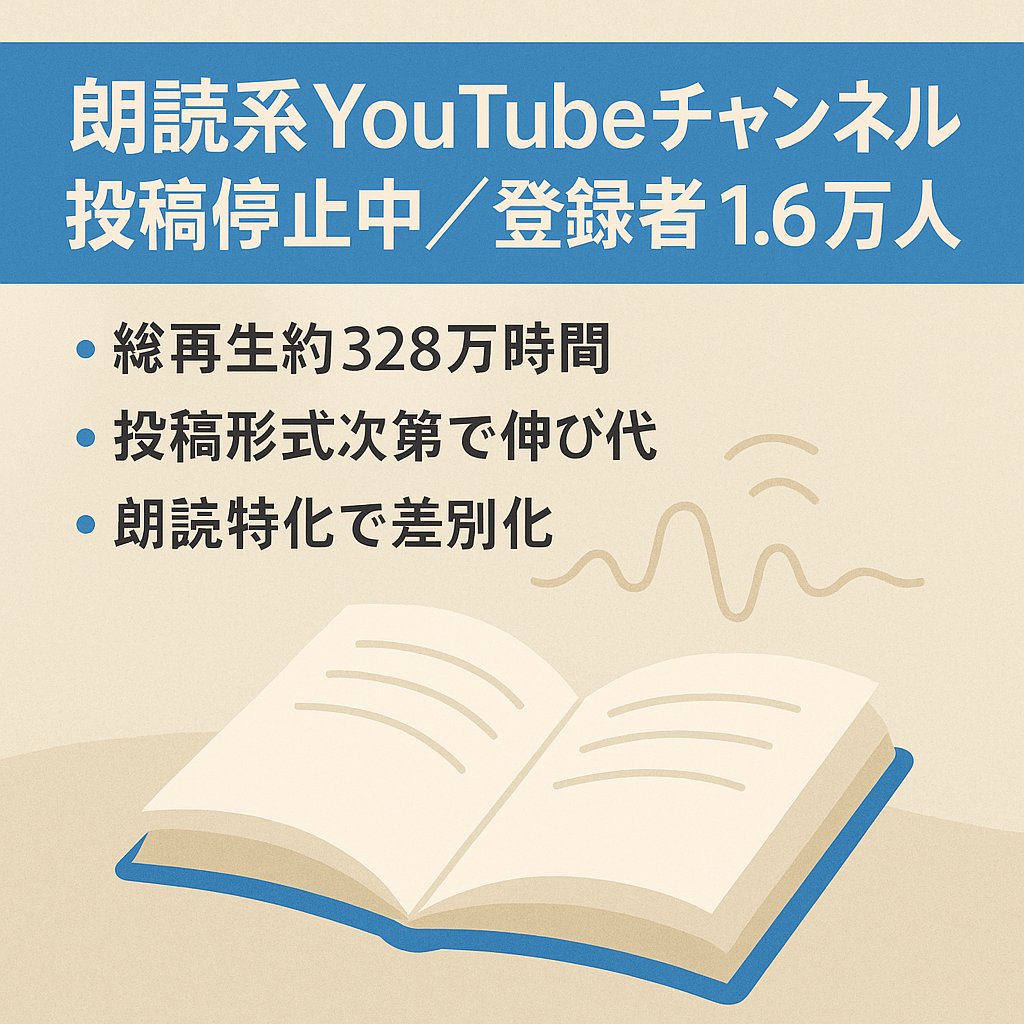 【投稿停止中】チャンネル登録者1.6万人の朗読系YouTubeチャンネル