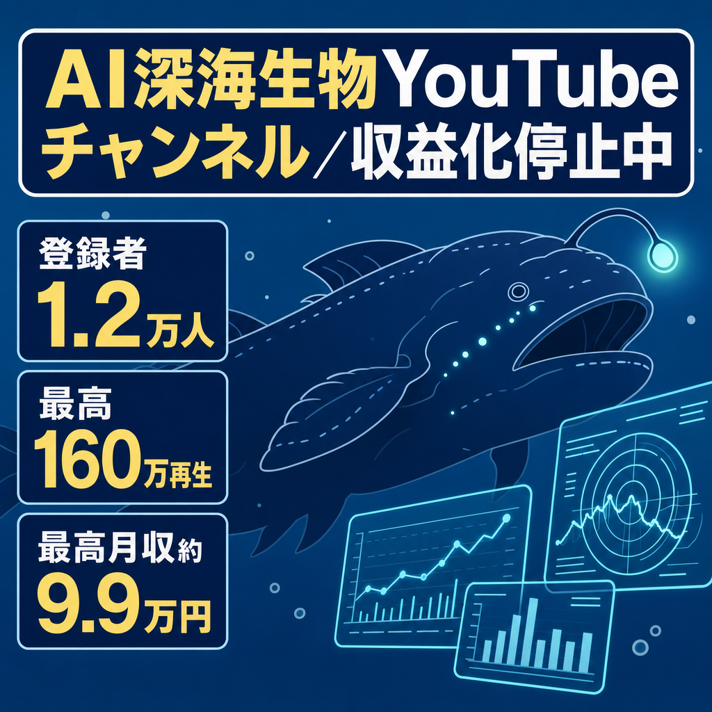 【訳あり・収益化停止】登録者1.2万人｜最高160万再生｜AI深海・巨大生物YouTubeチャンネル