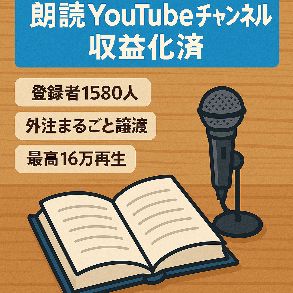 【収益化済★登録者1580人の朗読ジャンル】外注譲渡可能【最高16万回再生達成】