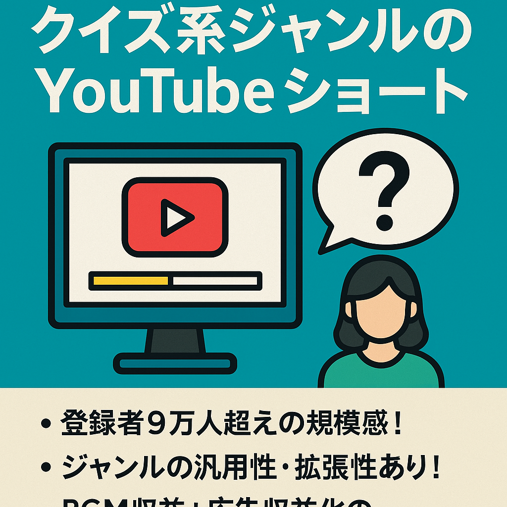 【登録者9万人超え】クイズ系ジャンルのYouTubeショート動画チャンネル【BGM収益＋広告収益見込み】