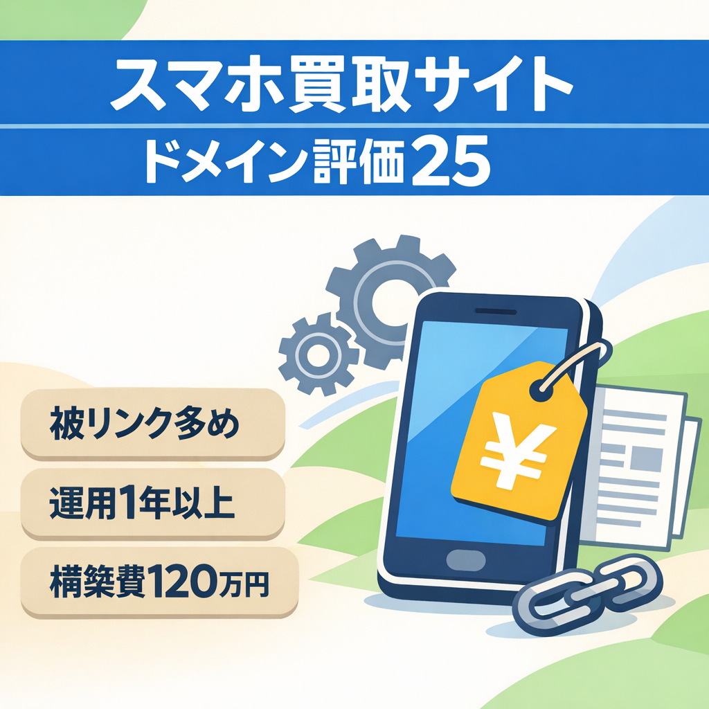 【DR：25】スマホ買取サイト・WPシステム構築済み・端末登録・コラム機能付き