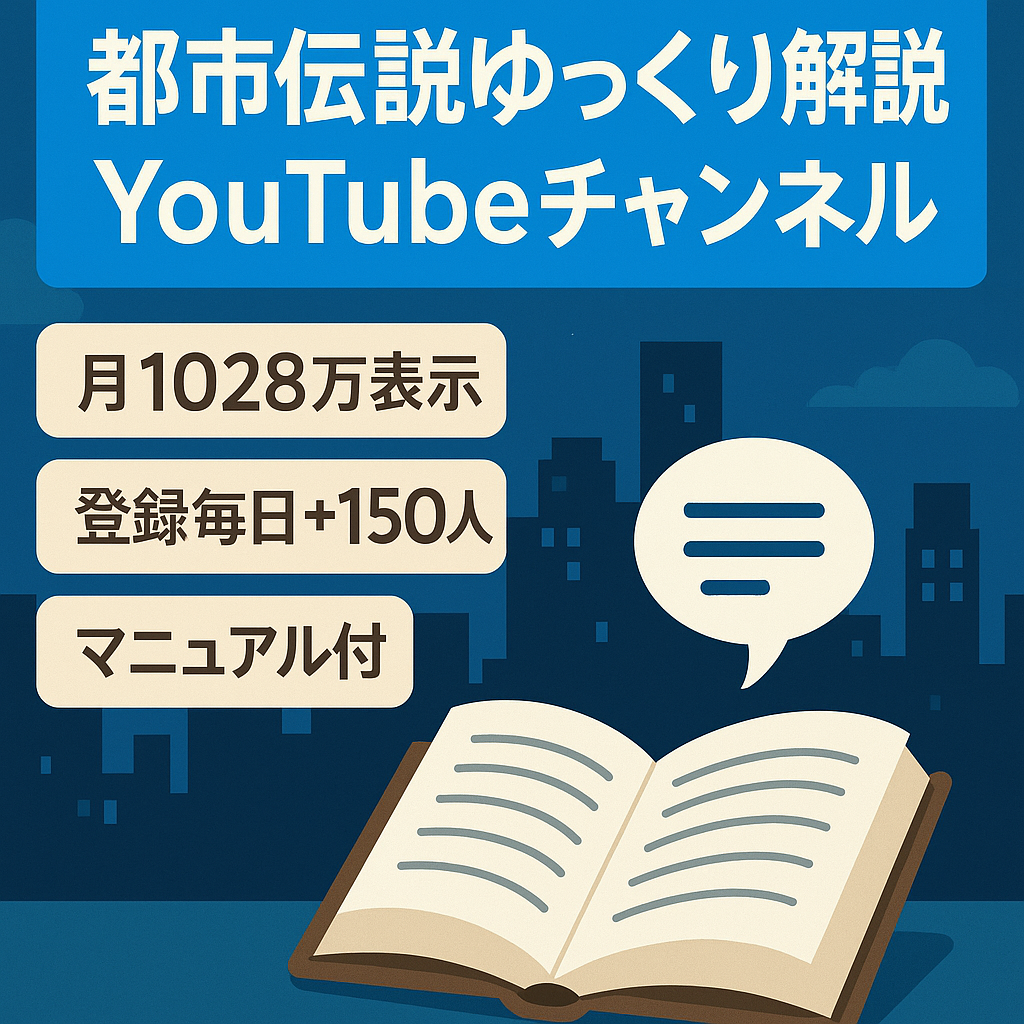【6月～8月で73万収益/最高月間1028万IMP】都市伝説ゆっくり解説YouTubeチャンネル、登録者6810名、収益化済み