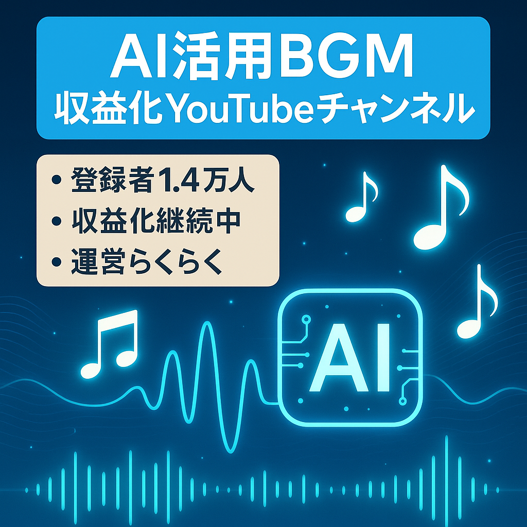 【収益化済・登録者1.4万人】AI利用のBGMYouTubeチャンネル/属人性なし/スピード重視