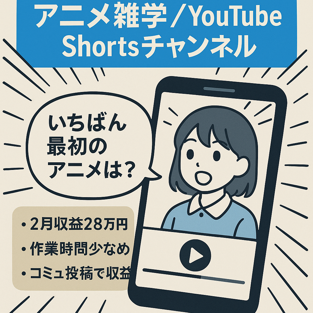 【訳アリ】【2月収益28万】YouTube Shortsのアニメ系雑学チャンネル　コミュニティも高インプレッション