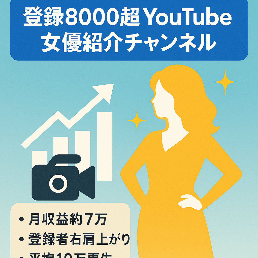 【チャンネル登録8000人超え・収益7万/月】Youtube動画（女優紹介）アフィリエイトのチャンネル