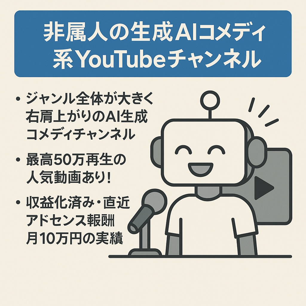 非属人の生成AIコメディ系YouTubeチャンネル(登録者5800人)