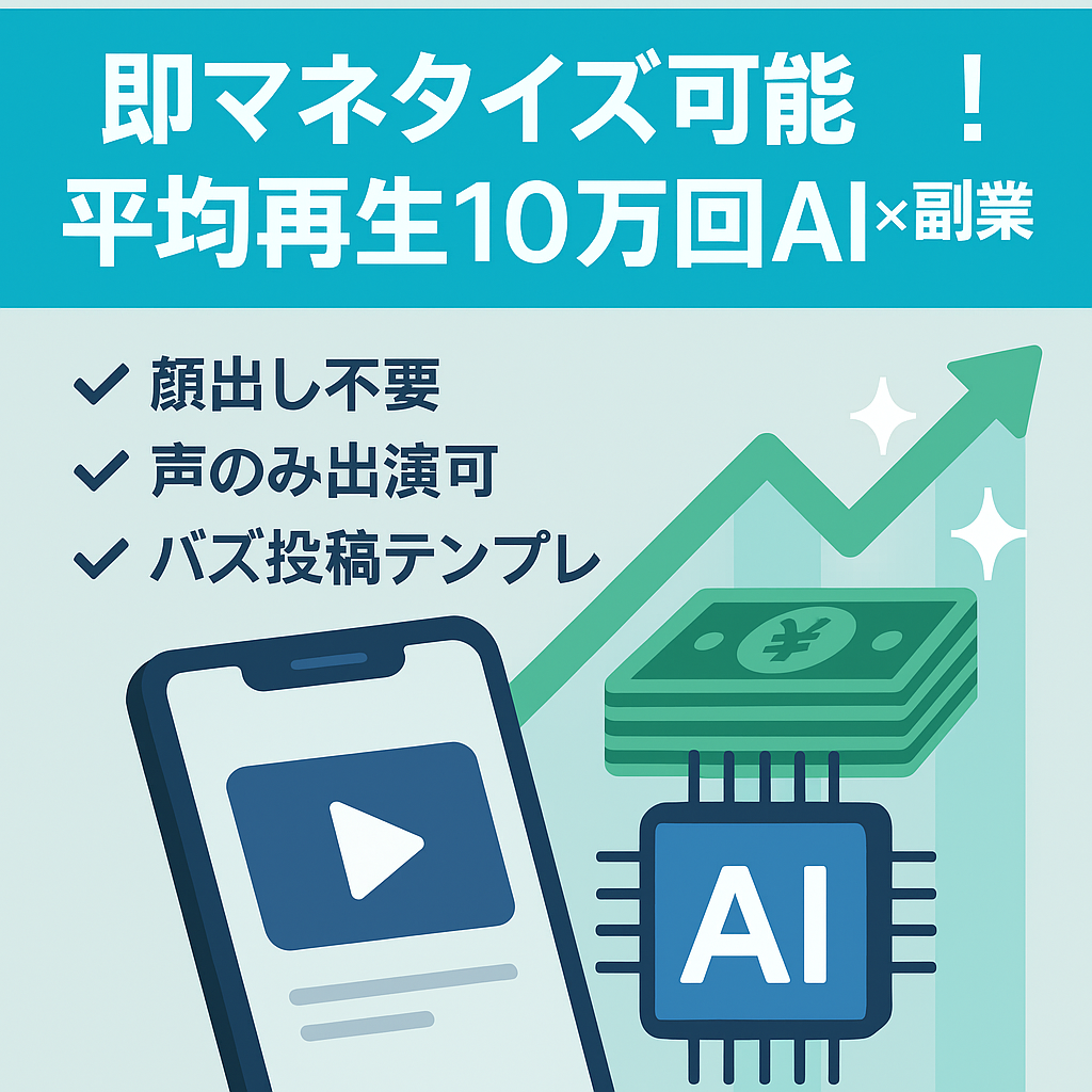 即マネタイズ可能 ！平均再生回数10万回のAI×副業アカウント