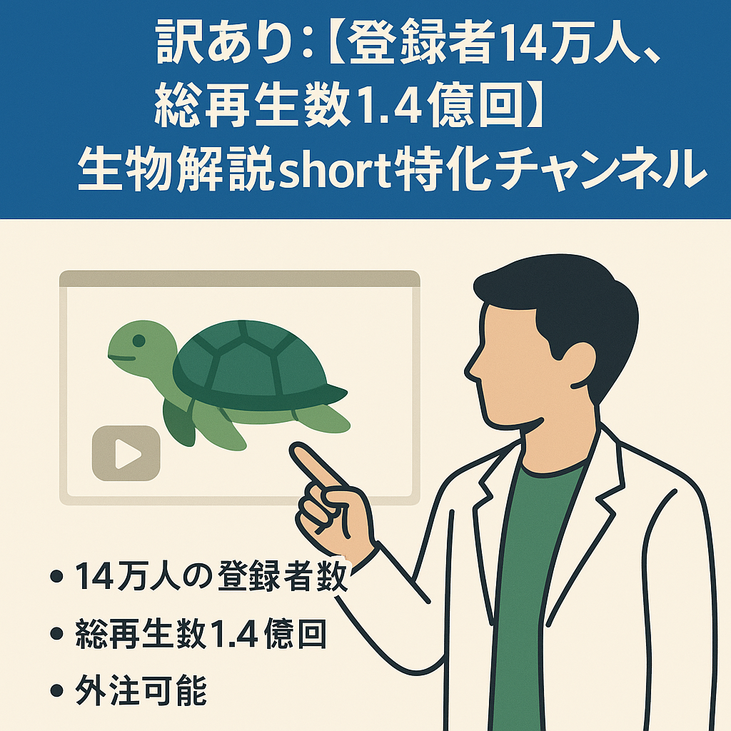 訳あり：【登録者14万人,総再生数1.4億回】生物解説short特化チャンネル