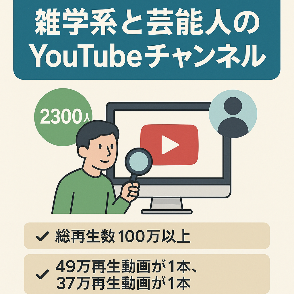 【訳あり】【登録者2300人以上】雑学系と芸能人に関するYouTubeチャンネル