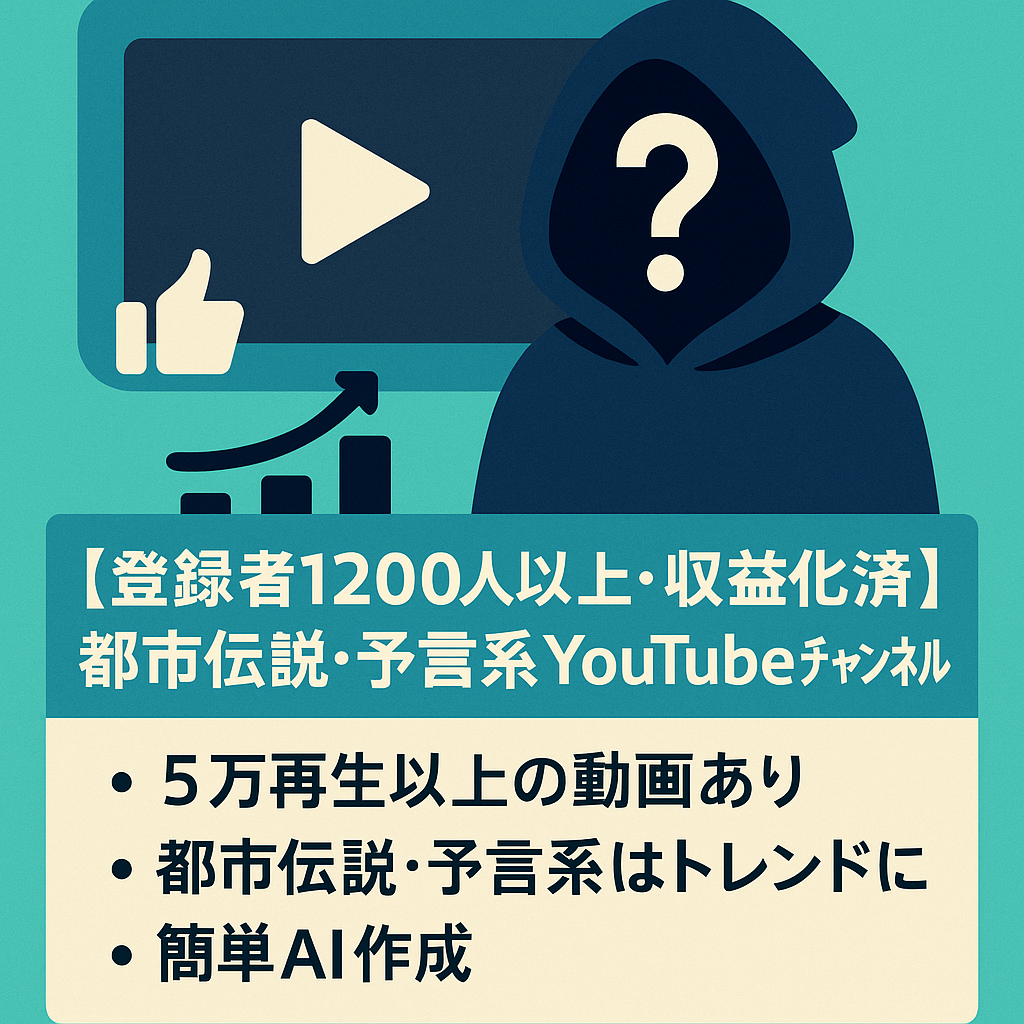 【登録者1200人以上・収益化済】都市伝説・予言系のYouTubeチャンネル