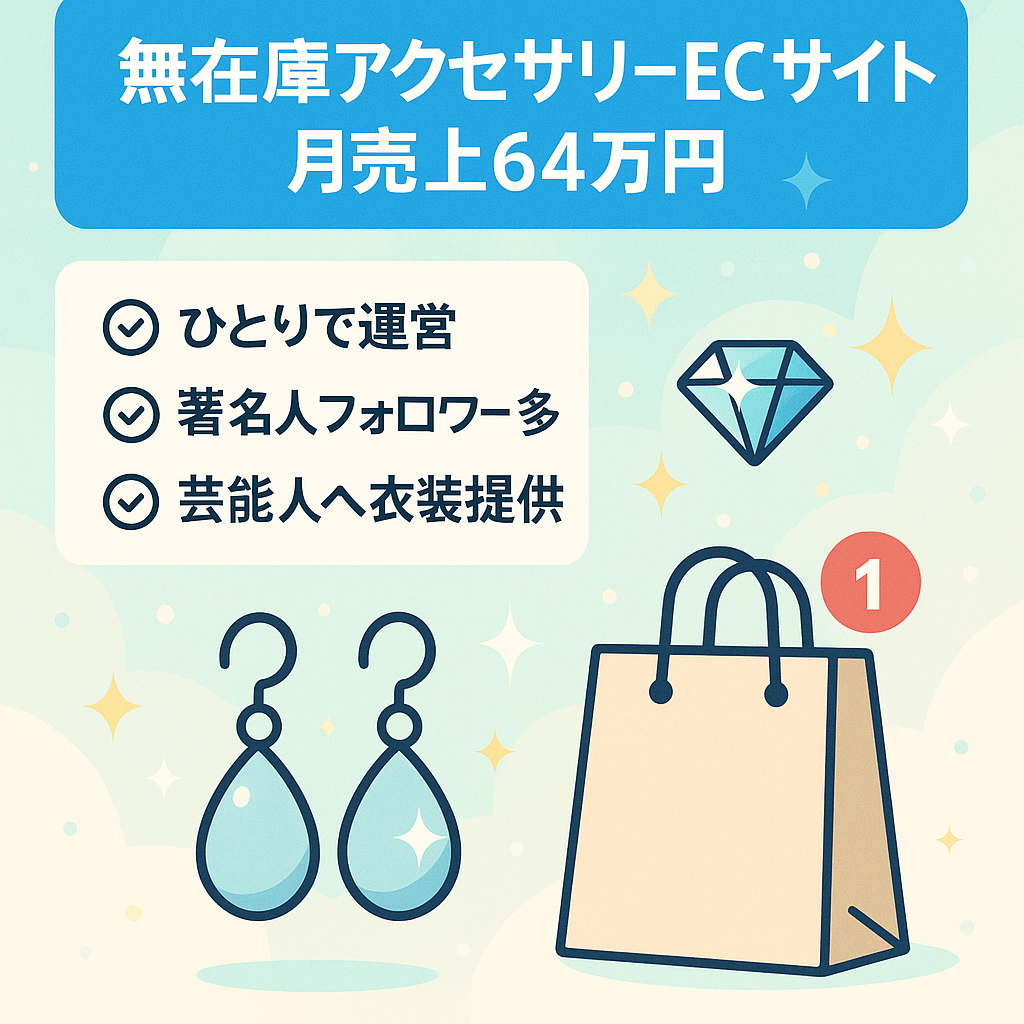 【最終値下げ】運営から3ヶ月で売上¥640,250/月【無在庫型アクセサリーECサイト】フォロワーにキー局アナウンサーや有名インフルエンサー多数
