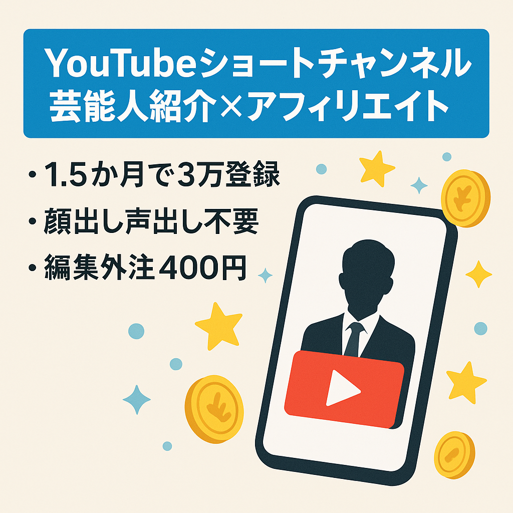 【YouTubeショート×アフィリエイト】芸能人紹介系チャンネル【登録者30000人】