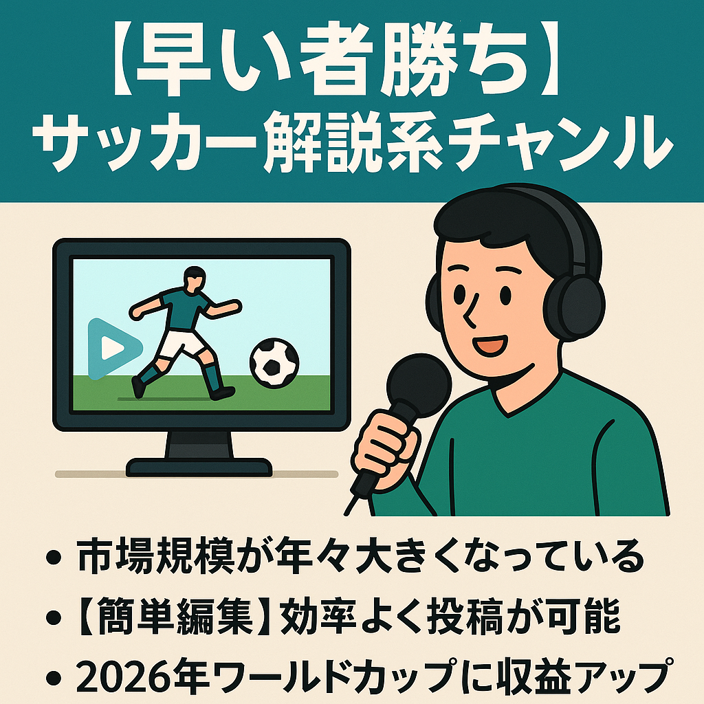 【早い者勝ち】サッカー解説系チャンネル【属人性なし・簡単編集・AIで時短可能・外注可能】