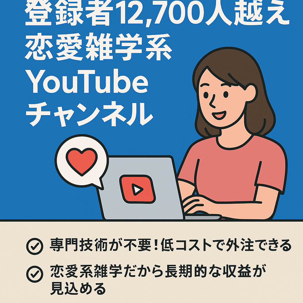 【1月収益28万】登録者12,700人越え恋愛雑学系YouTubeチャンネル