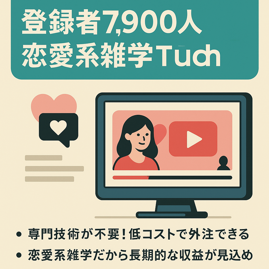 【急成長10月収益29万！】登録者7,900人恋愛系雑学YouTubeチャンネル