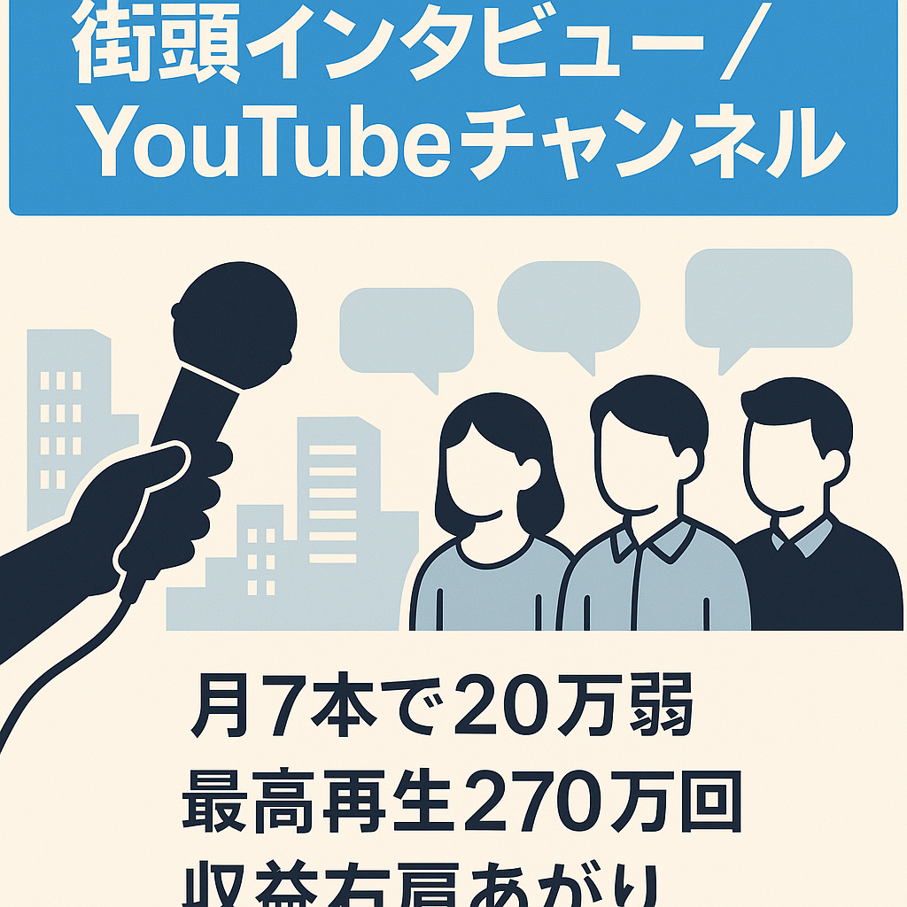 【訳あり】[登録者34,000人]街頭インタビューチャンネル【月20万円弱】