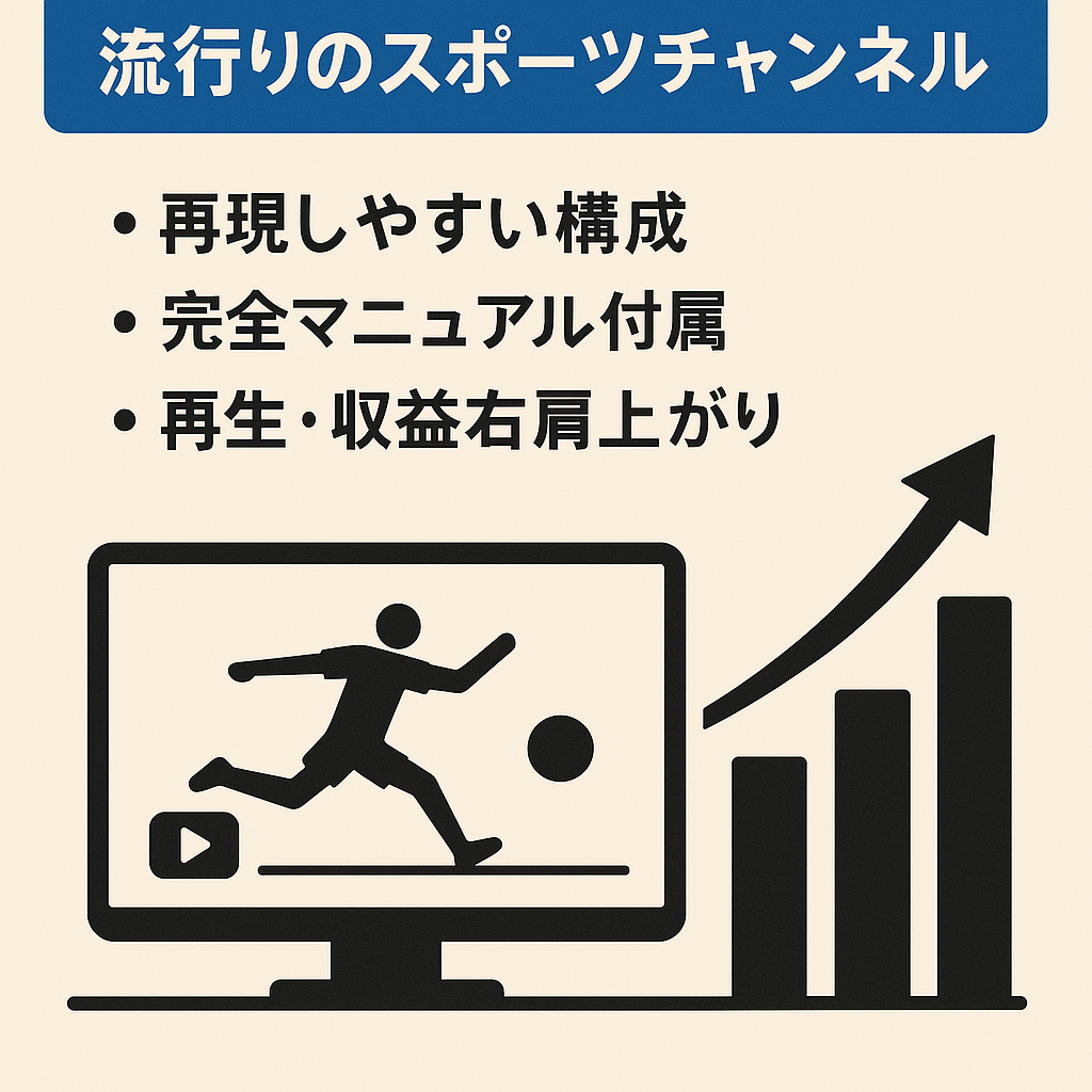【4月収益69万円】流行りのスポーツチャンネル【AI簡単運用/属人性なし/フル外注】