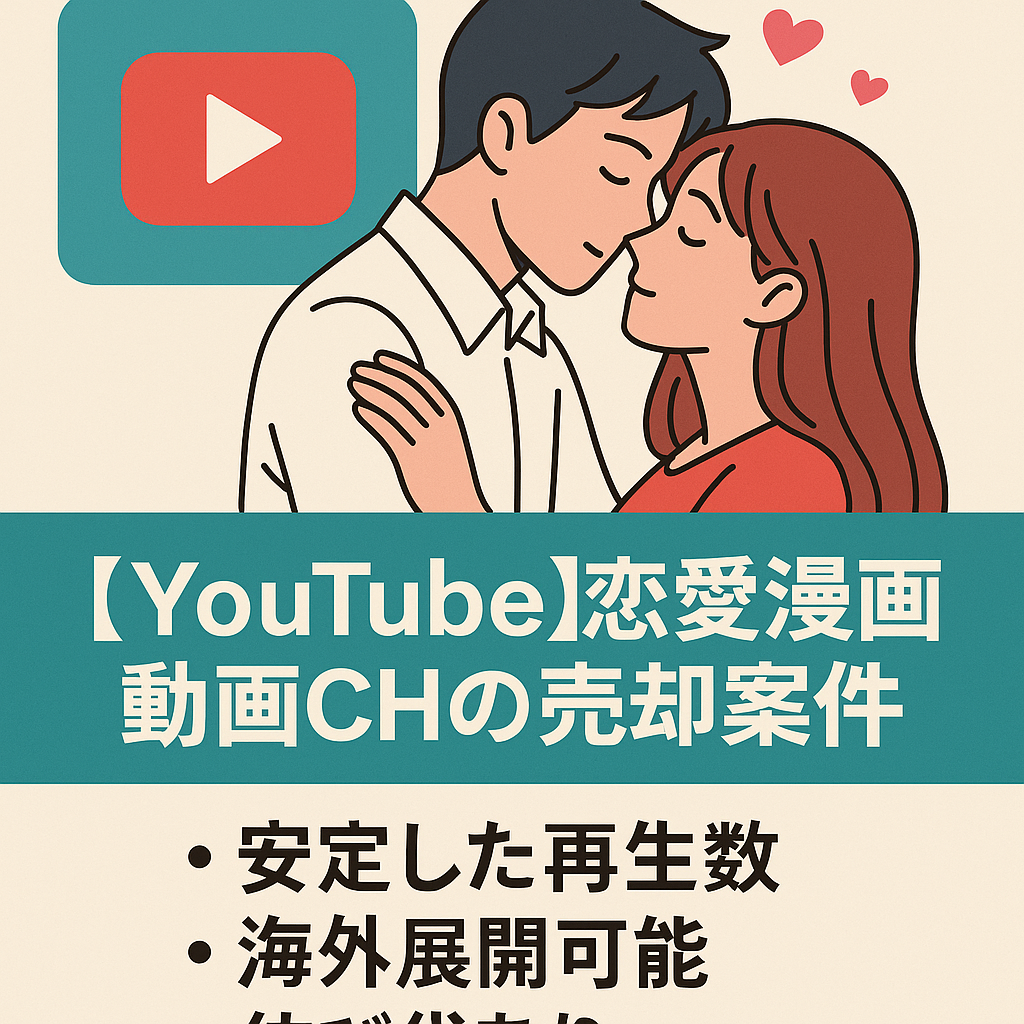 【YouTube】恋愛漫画動画CHの売却案件【安定した再生数】