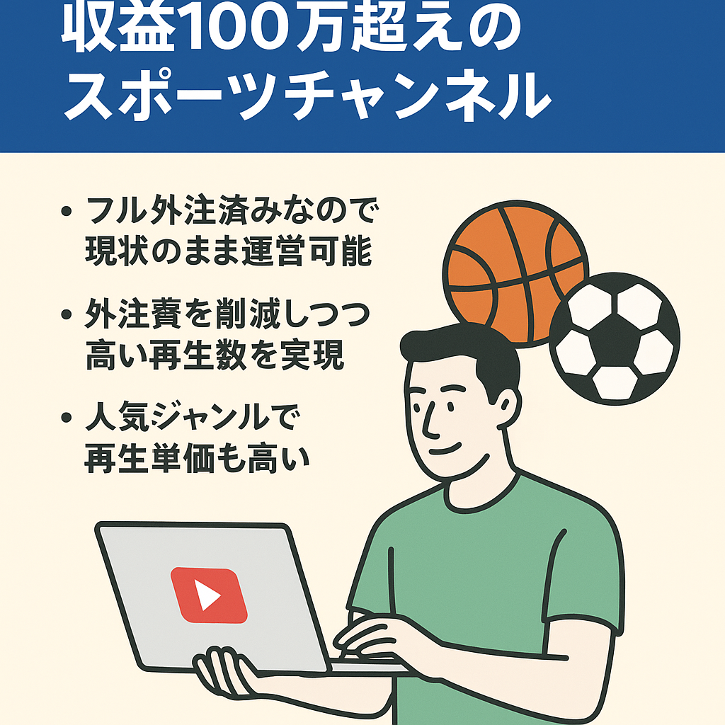 【登録者1万超え / フル外注】収益100万超えのスポーツチャンネル【6月収益100万】
