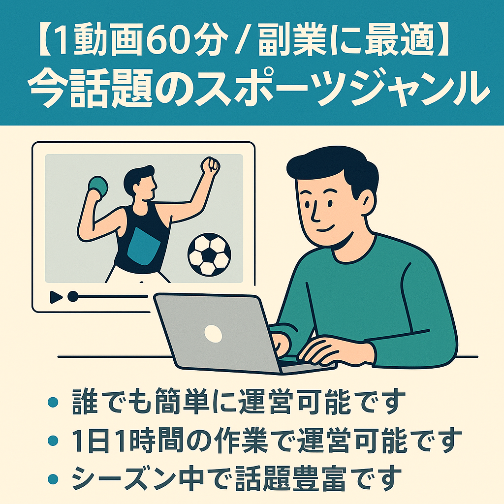 【1動画60分 / 副業に最適】今話題のスポーツジャンル!!【1日1時間で運営可能】