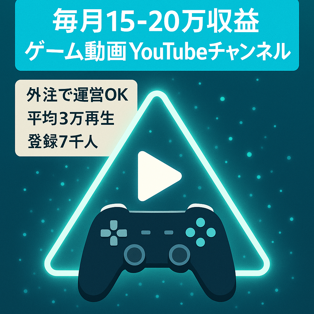 【毎月15-20万収益】登録者7,000人の属人性無しゲーム動画Youtubeチャンネル。副収入を増やしたい方に最適！
