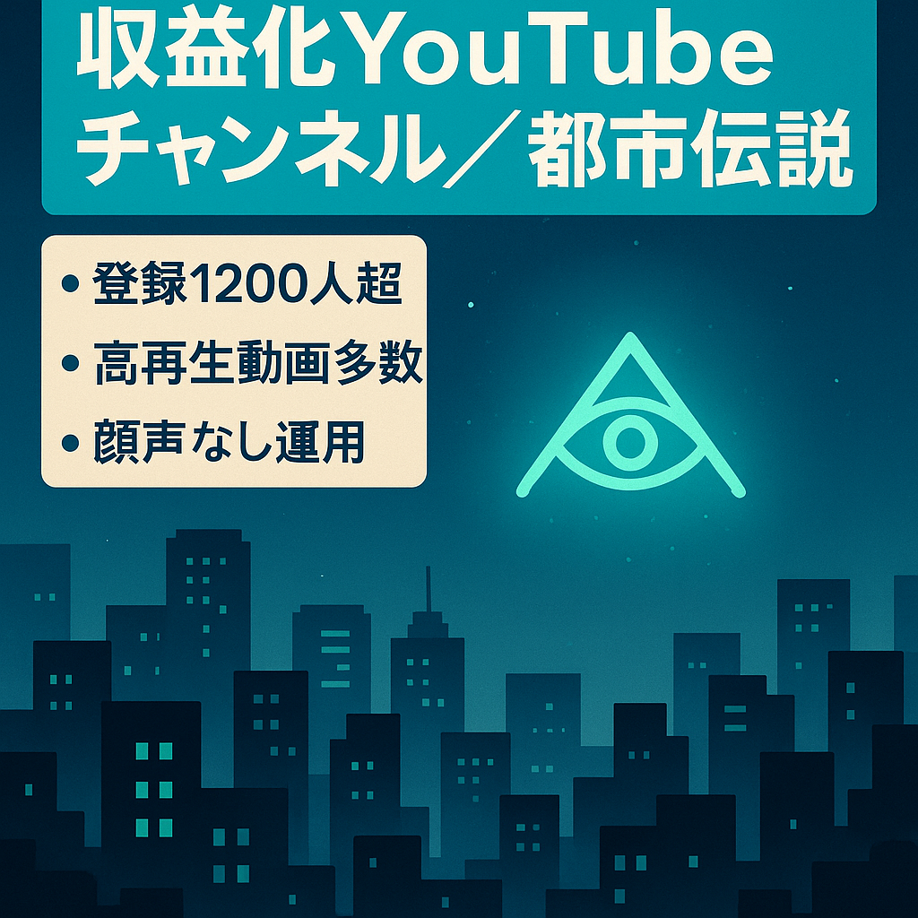 【収益化済・チャンネル登録者1200人超】都市伝説系のYouTubeチャンネル【属人性なし】