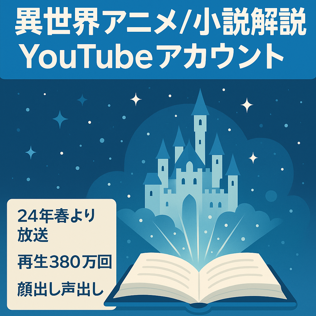 【最終値下げ！24時間限定】今春アニメ放送決定！！【総再生回数380万回/登録者9000人超え】異世界系アニメ/小説解説考察チャンネル　YouTubeアカウント譲渡