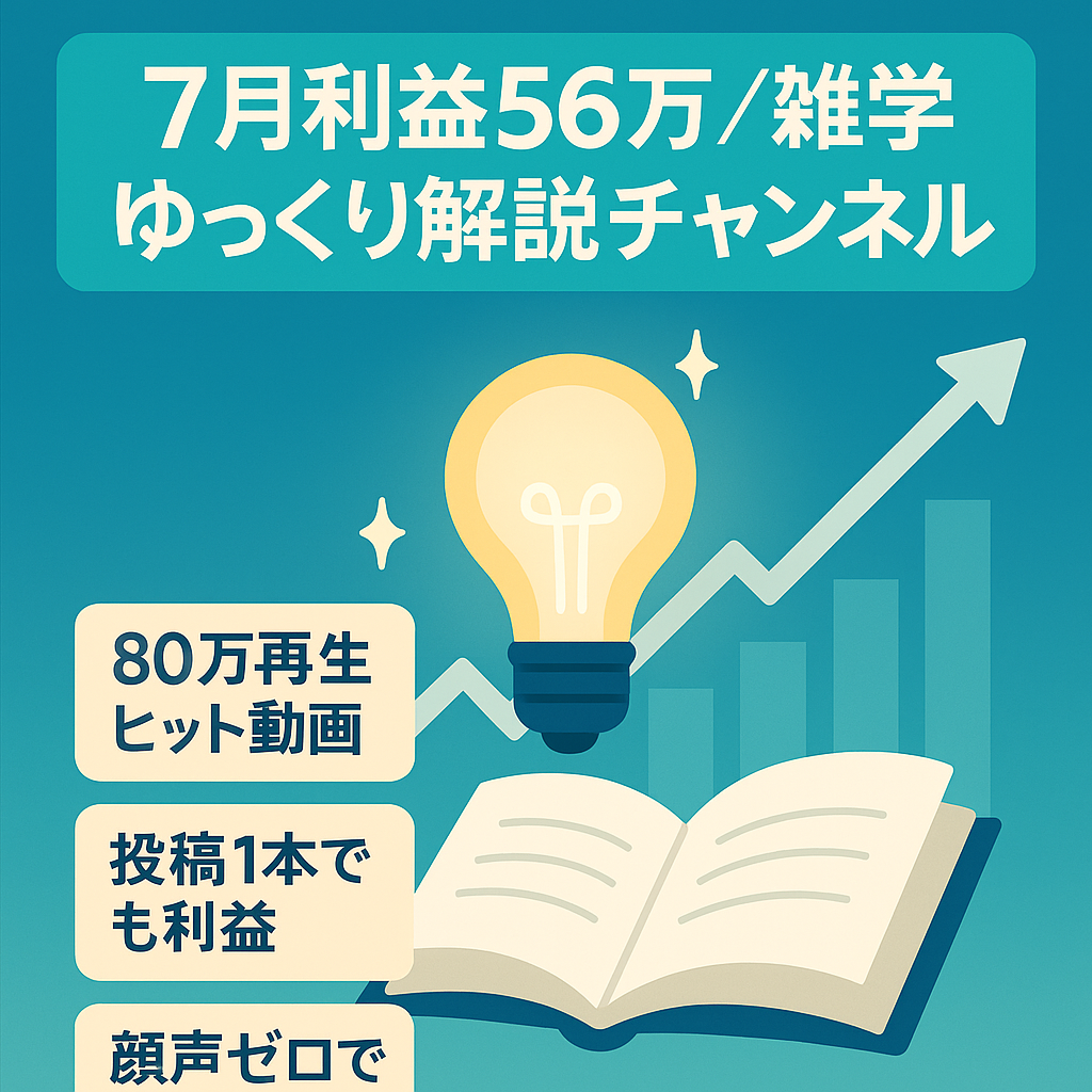 【7月利益56万円】雑学系ゆっくり解説チャンネル【早い者勝ち】