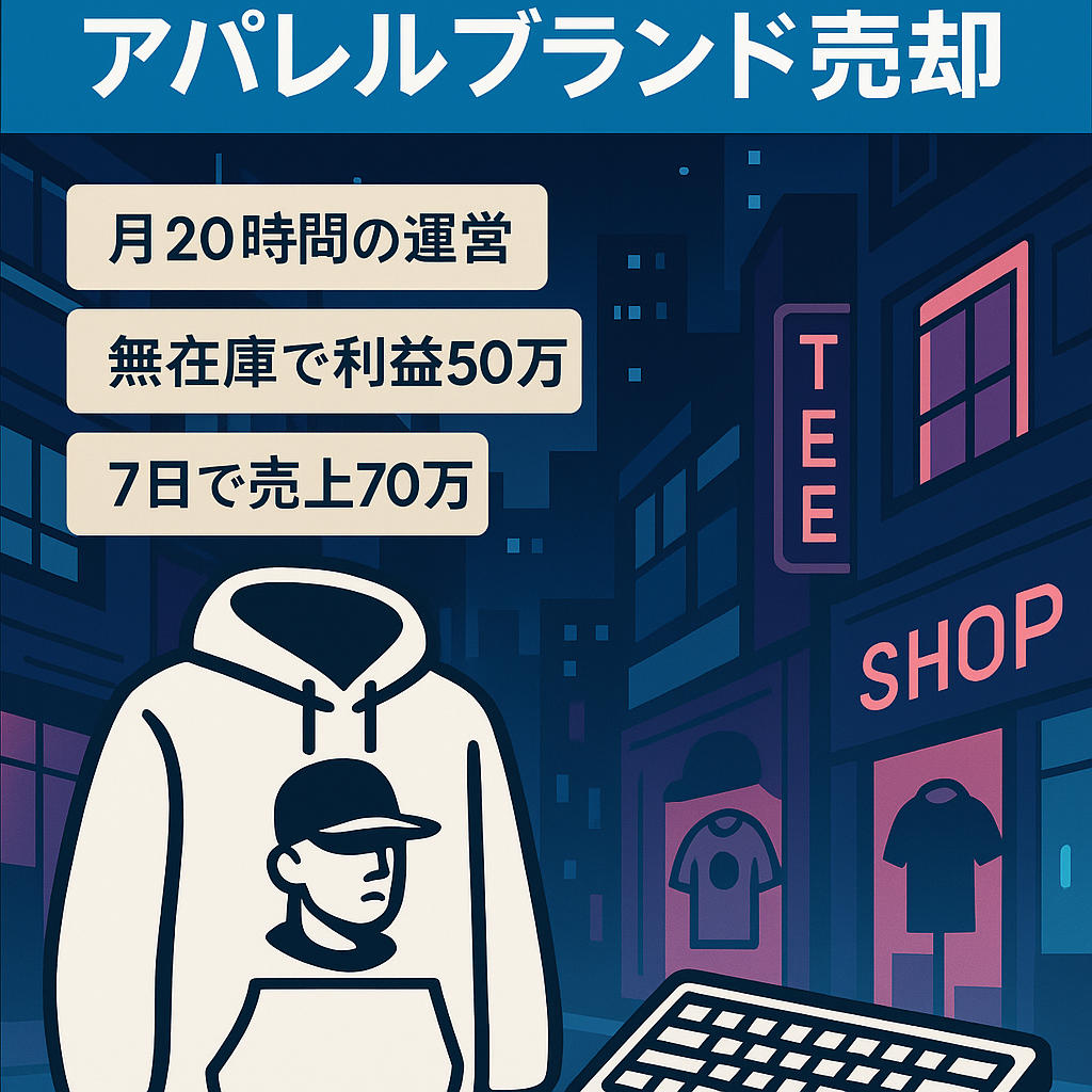 直近1月での7日間で売り上げ70万【無在庫EC】右肩上がり【AIデザイン】ストリート系アパレルブランド売却