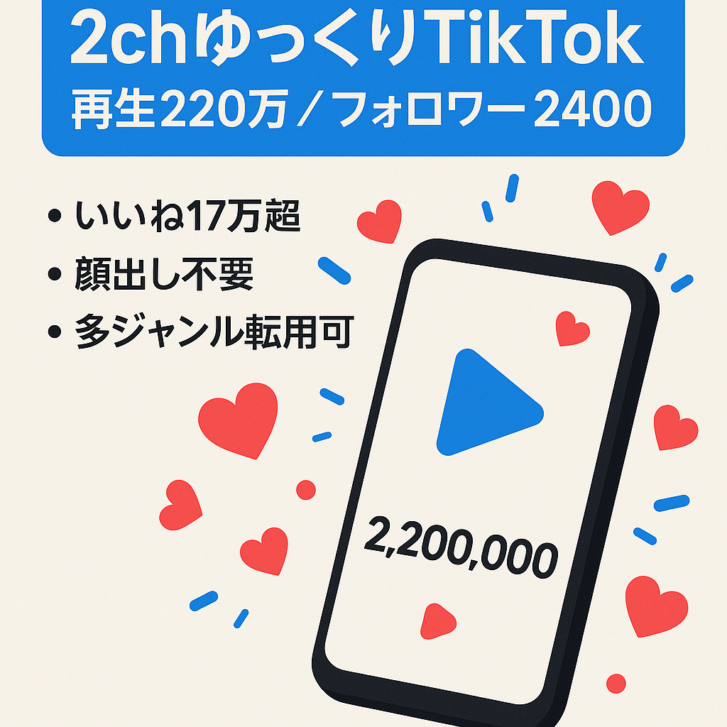 【総再生回数220万回越え】2chゆっくりTikTokアカウント【フォロワー2400人】