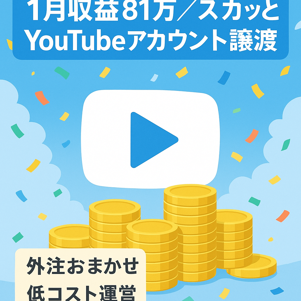 【1月収益81万】スカッとYouTubeアカウント譲渡【外注可能・属人性なし】