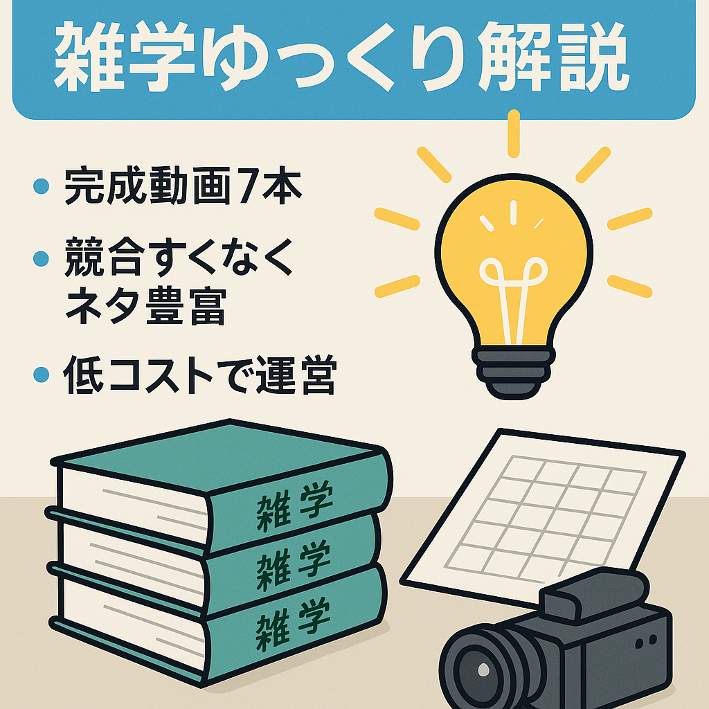 【雑学系ゆっくり解説】完成動画７本・台本２本付き◎ニッチなジャンルで競合少なめ【登録者1,800人】