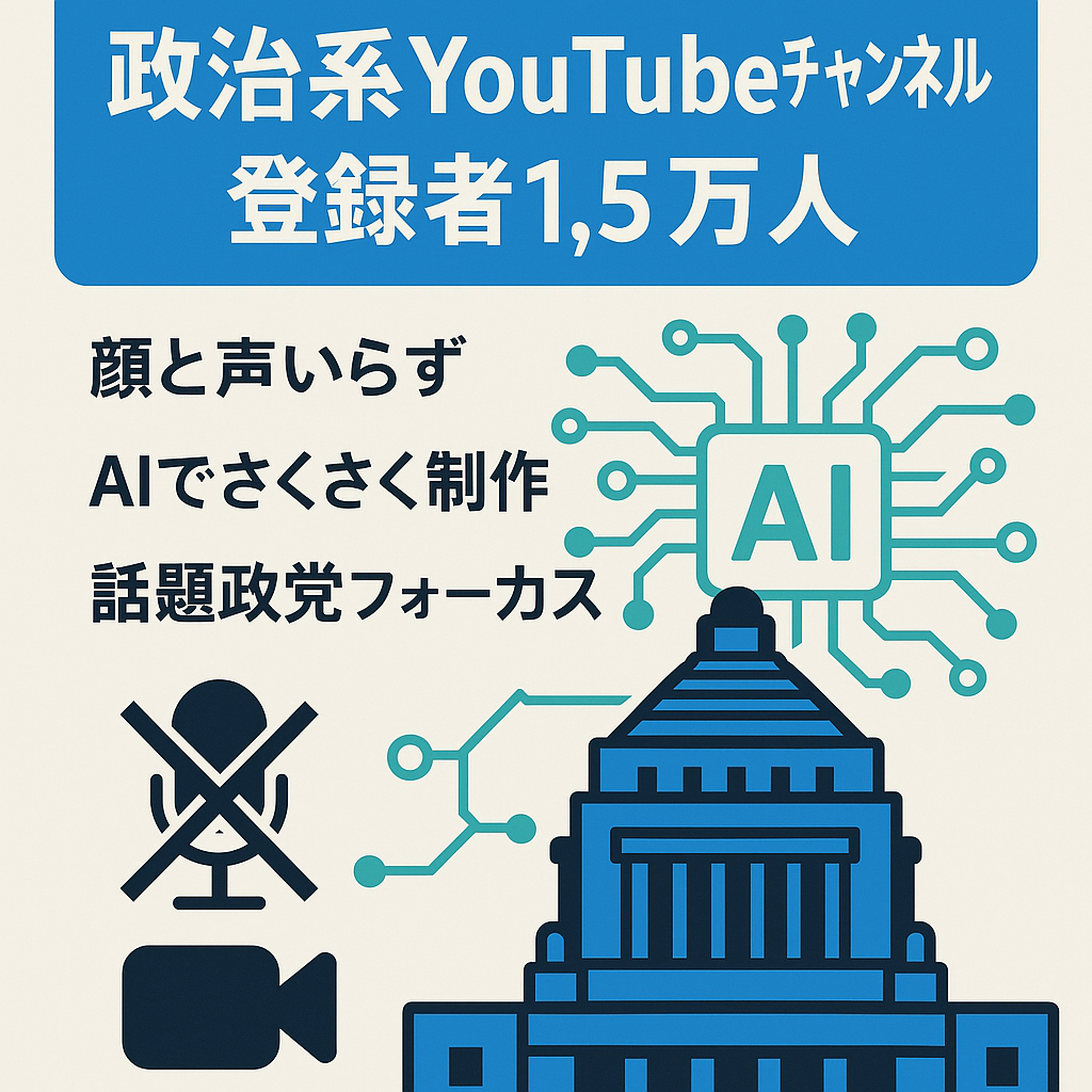 【登録者1.5万人超】声・顔出し不要の政治系YouTubeチャンネル【AI活用】