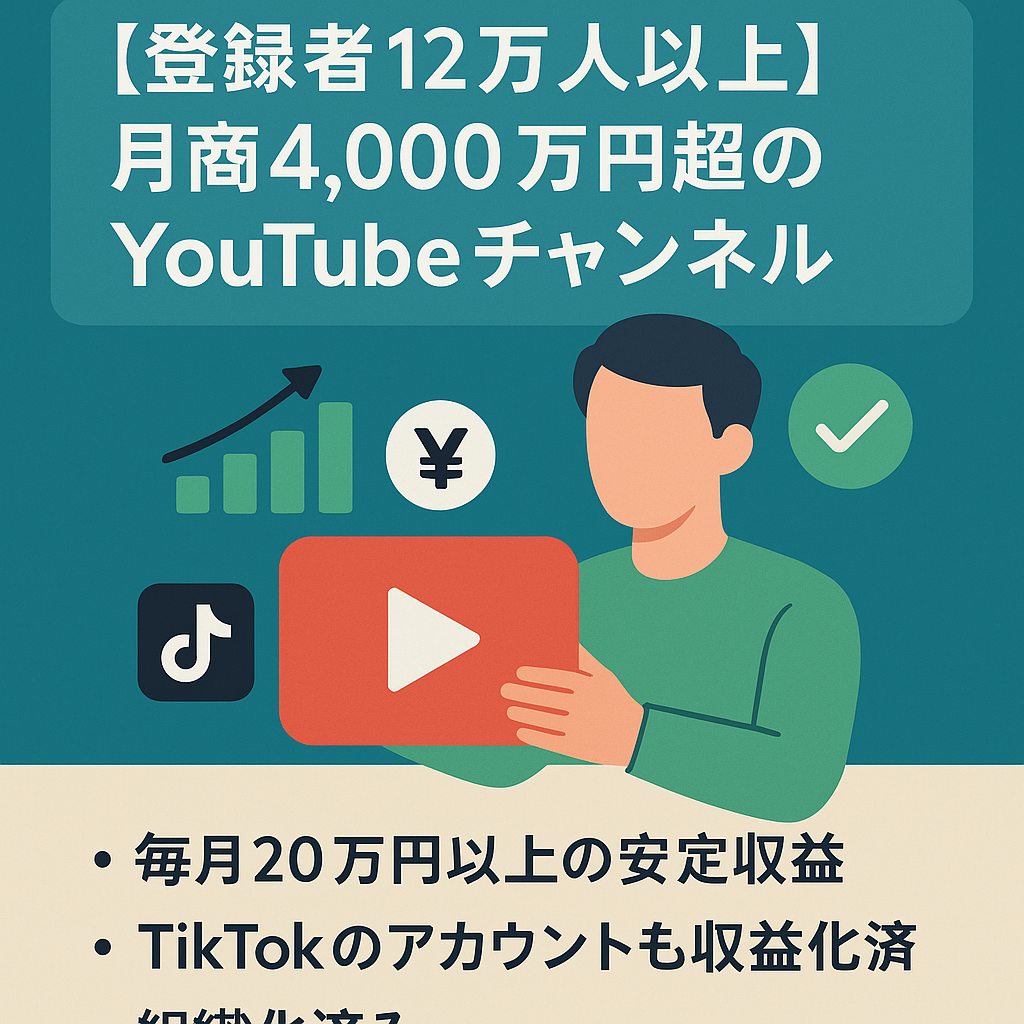 【登録者12万人以上】総売り上げ400万円以上のYouTubeチャンネル【フル外注可】