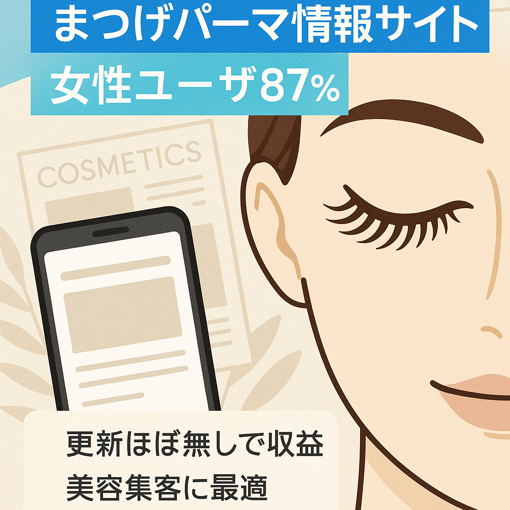 【ユーザは女性が８７％】まつ毛パーマの情報メディアサイト（年齢は18〜24歳：24%、25〜34歳：40%、35〜44歳：27%）