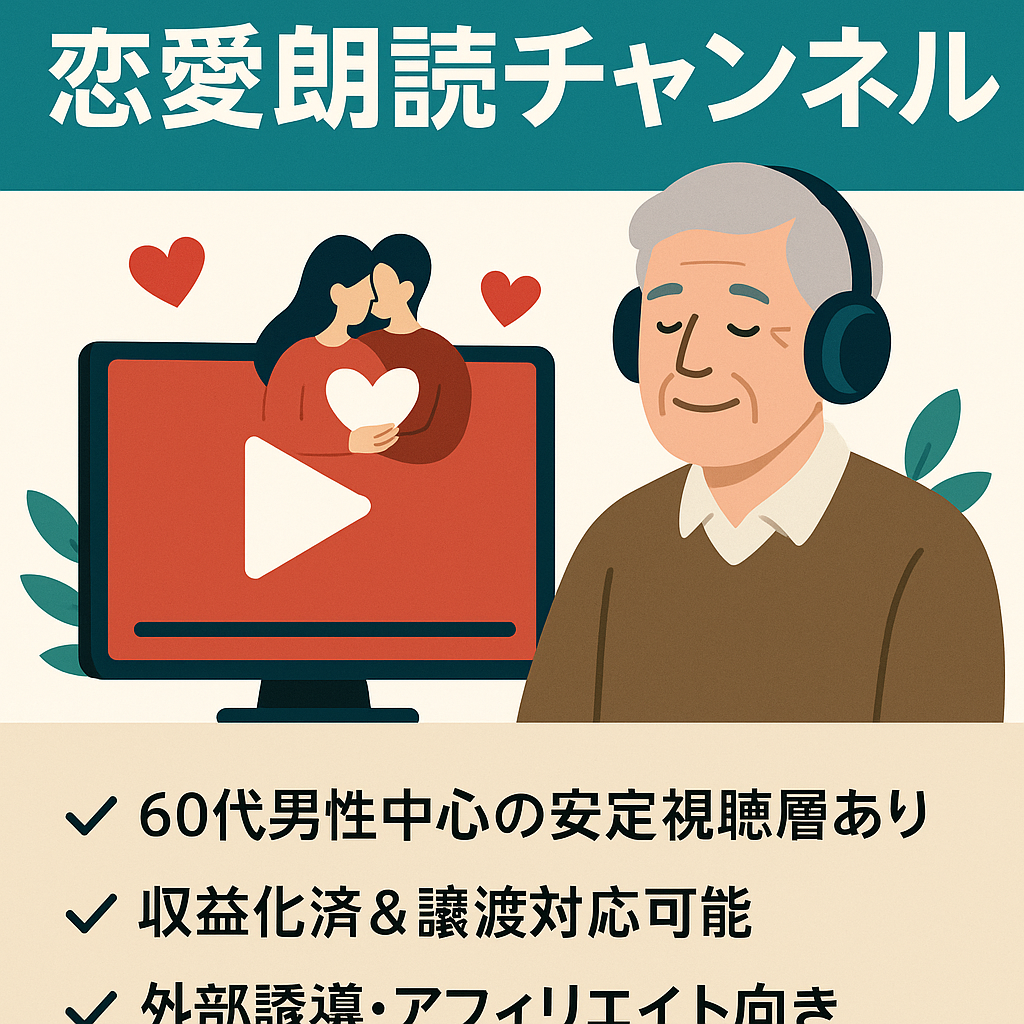 月間2万再生以上｜熟年層ターゲットに強い恋愛朗読チャンネル