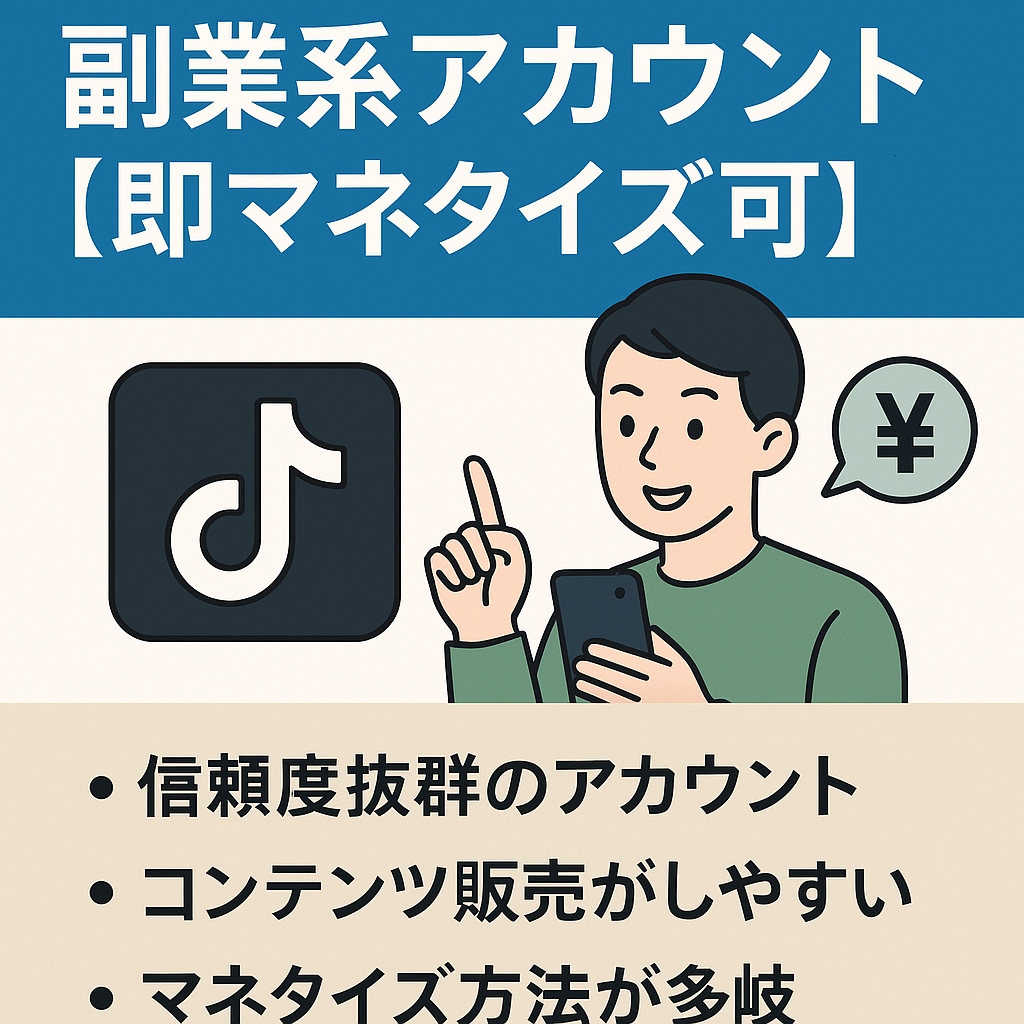 TikTok フォロワー1.7万　副業系アカウント【即マネタイズ可】