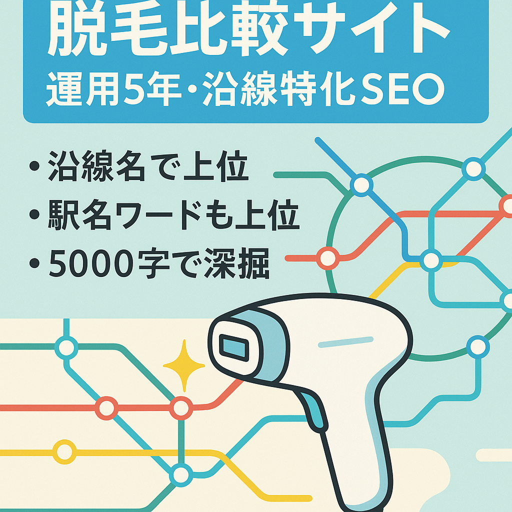 【脱毛サイト】特定の沿線に絞ったSEO特化型の脱毛比較サイト【ドメイン運用5年以上】