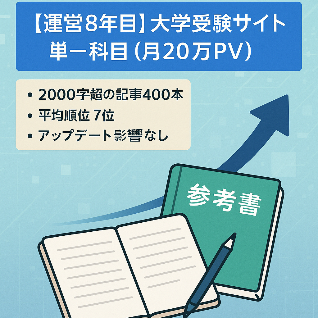 【運営8年目】大学受験の単一科目のサイト（月20万PV）